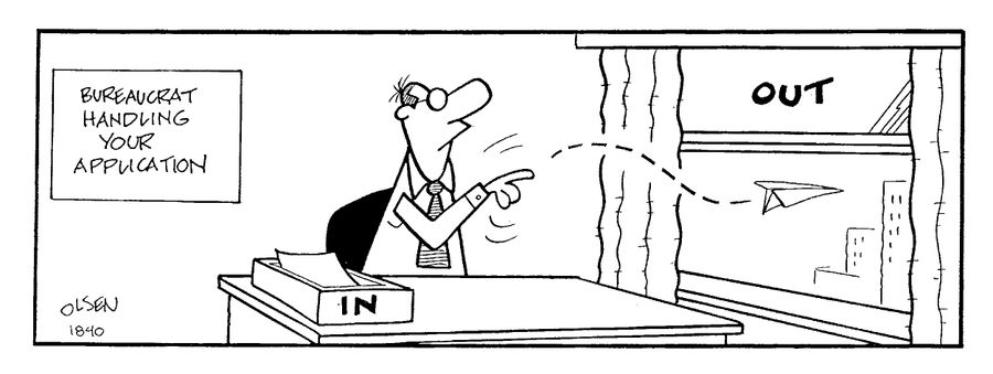 Bureaucrat Handling Your Application
