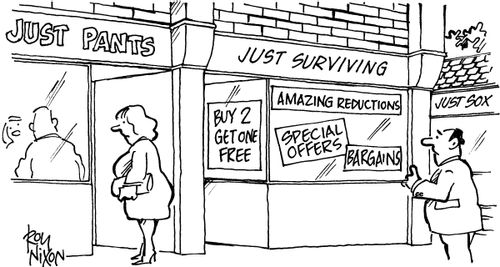 Shop named 'Just surviving'.