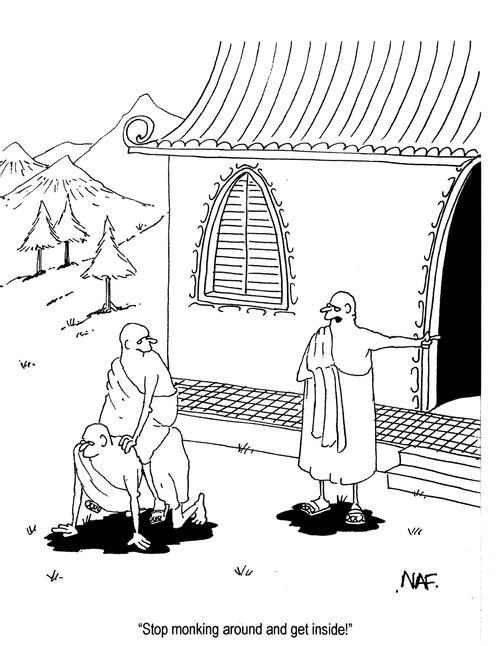 'Stop monking around and get inside!'