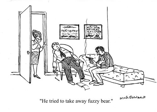 'He tried to take away fuzzy bear.'