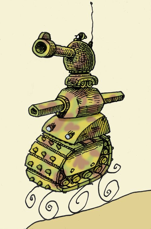 A stylized tank.