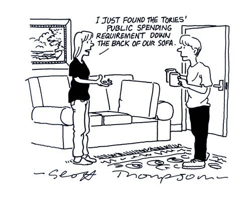 'I just found the Tories public spending requirement down the back of our sofa.'