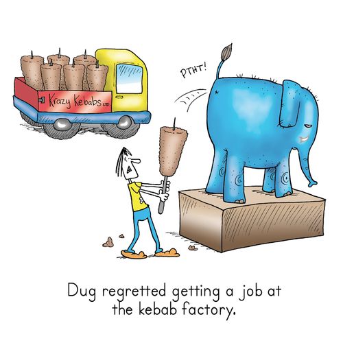Dug regretted getting a job at the kebab factory.