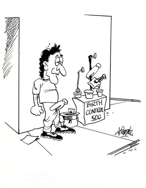 A man on the street selling birth control.