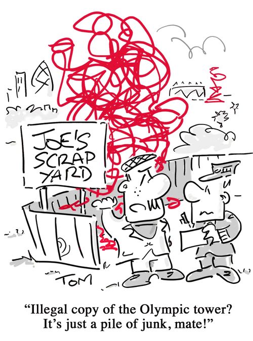 'Illegal copy of the Olympic tower? It's just a pile of junk, mate!'