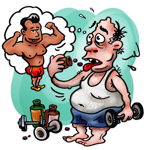 Desperate body-builder.