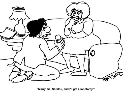 'Marry me, Saralou, and I'll get a lobotomy.'