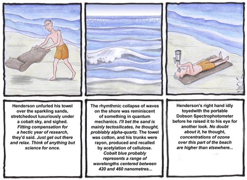 'Henderson unfurled his towel over the sparking sands...'