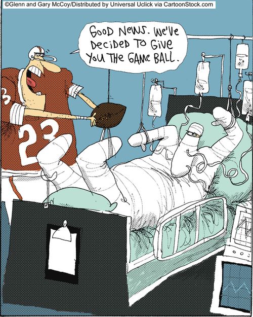 'Good news. We've decided to give you the game ball.'