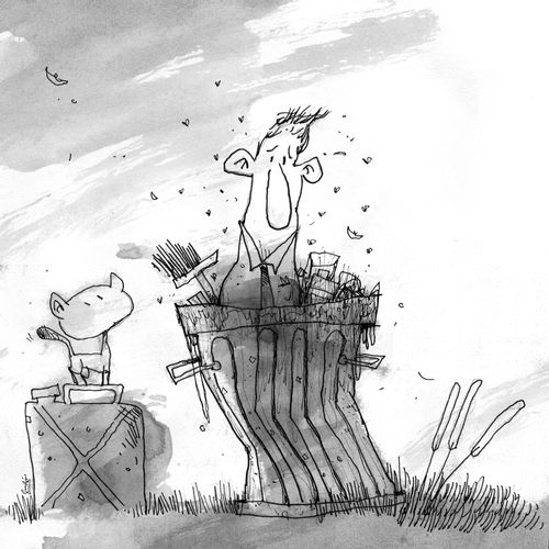 Businessman in the bin.
