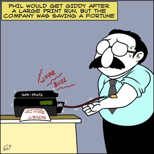 Phil would get giddy after a large print run, but the company was saving a fortune.