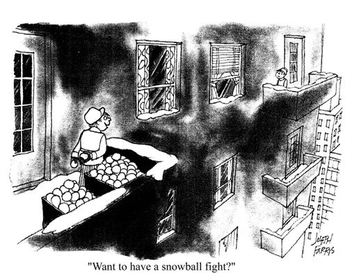 'Want to have a snowball fight?'