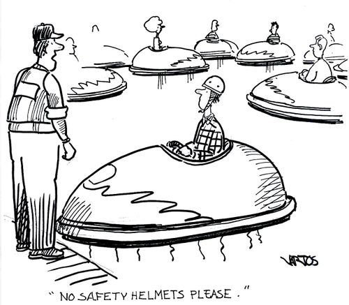 'No safety helmets please.'