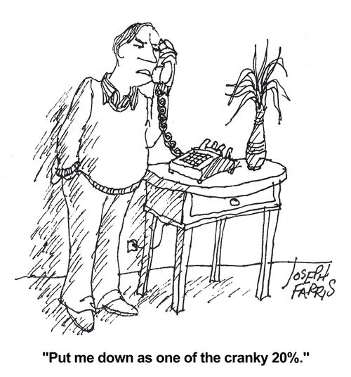 'Put me down as one of the cranky 20%.'