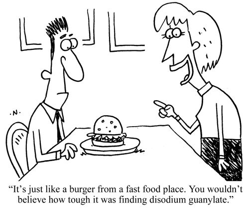 'It's just like a burger from a fast food place. You wouldn't believe how tough it was finding disodium guanylate.'