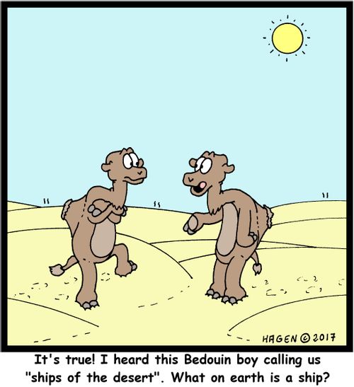 "It's true! I heard this Bedouin boy calling us "ships of the desert". What on earth is a ship?"