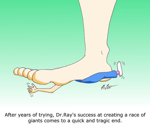 After years of trying, Dr. Ra' success at creating a race of giants comes to a quick and tragic end.