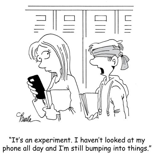 "It's an experiment. I haven't looked at my phone all day and I'm still bumping into things."