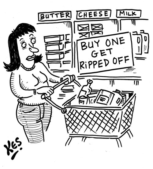 Shopper sees sign: Buy one get ripped off.