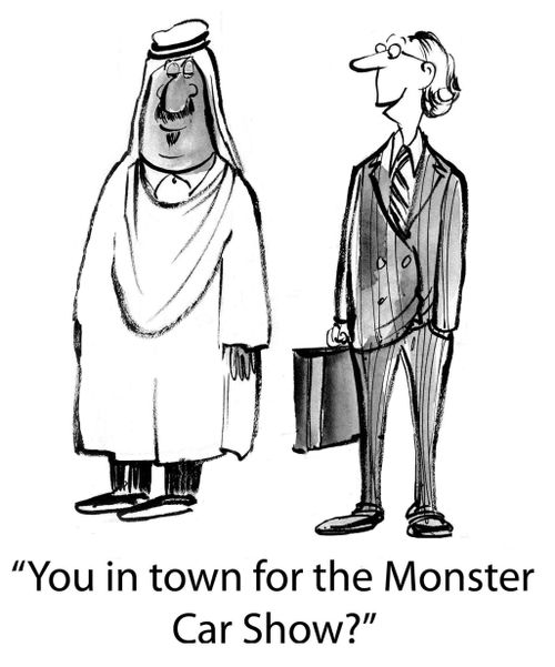 'You in town for the Monster Car Show?'