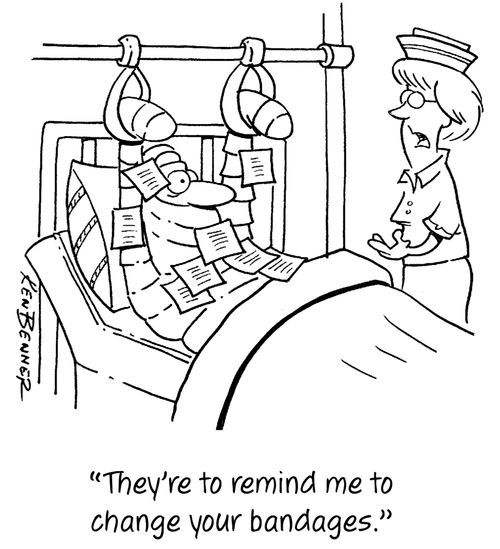 "They're to remind me to change your bandages."
