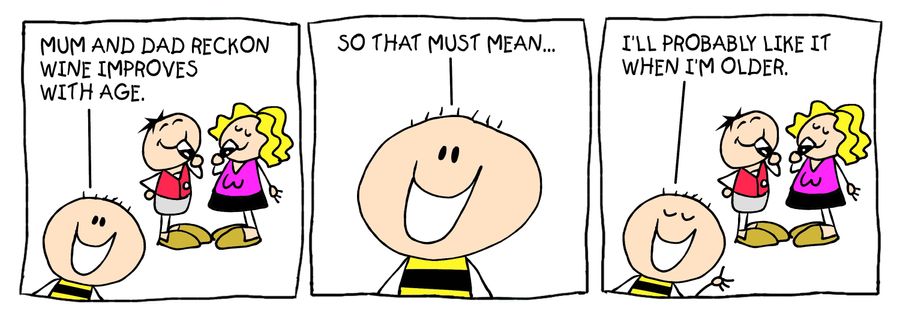 Billy strip: wine improves with age.