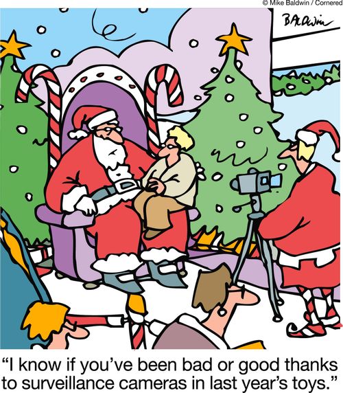 'I know if you've been bad or good thanks to surveillance cameras in last year's toys.'