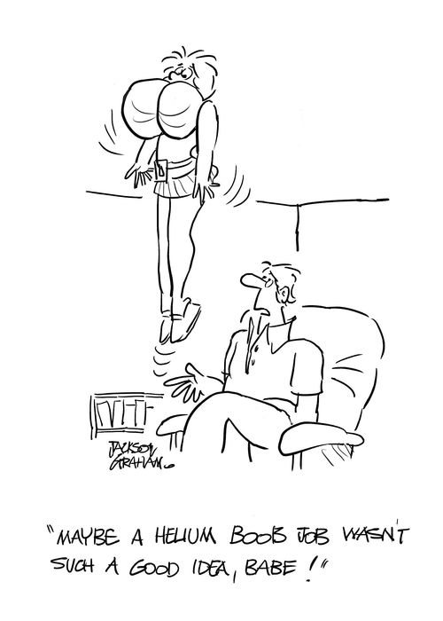 'Maybe a helium boob job wasn't such a good idea,babe!'