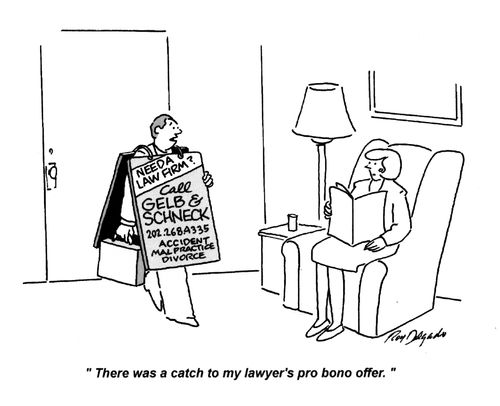 'There was a catch to my lawyer's pro bono offer.'
