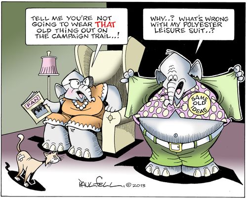 "Tell me you're not going to wear that old thing out on the campaign trail...!"