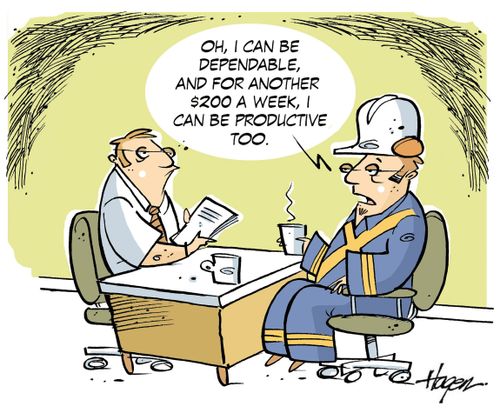 "Oh, I can be dependable, and for another £200 a week, I can be productive too."
