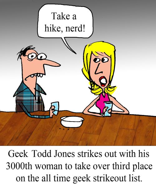 Geek Todd Jones strikes out with his 3000th wiman to take over third place on the all time geek strikeout list.