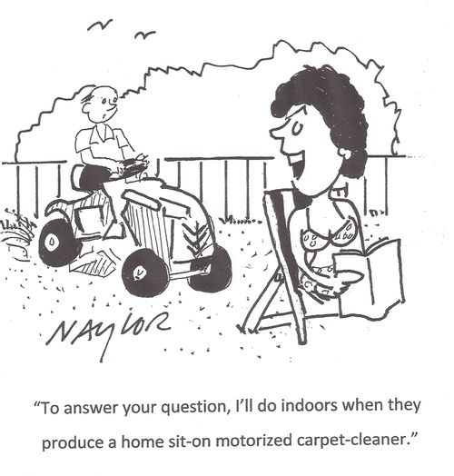 'To answer your question, I'll do indoors when they produce a home sit-on motorized carpet-cleaner.'