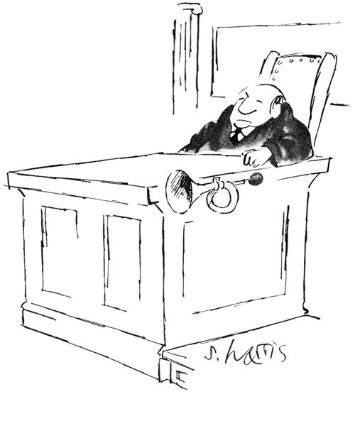 A judge carries a horn instead of a gavel.