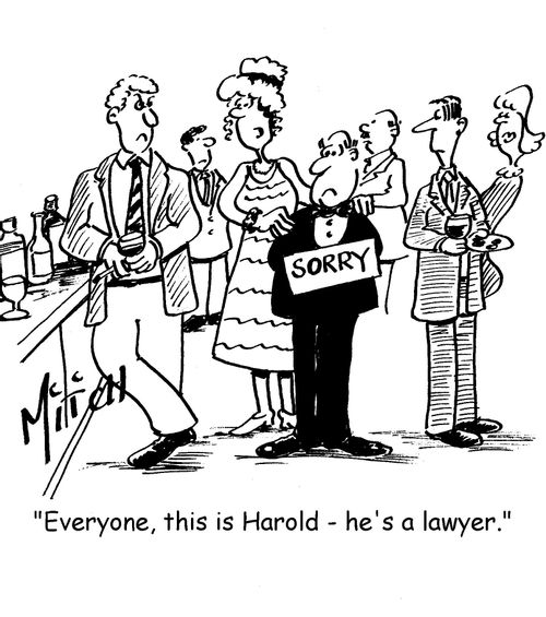 "Everyone, this is Harold. He's a lawyer."