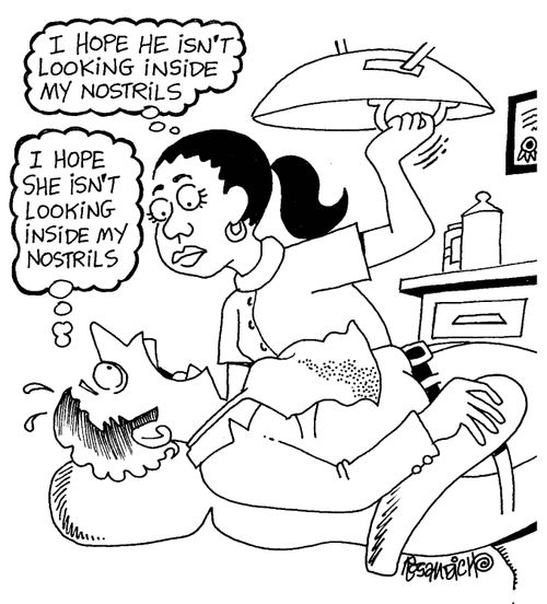 'I hope he/she isn't looking inside my nostrils.'