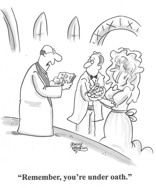 Minister to marrying couple: 'Remember, you're under oath.'
