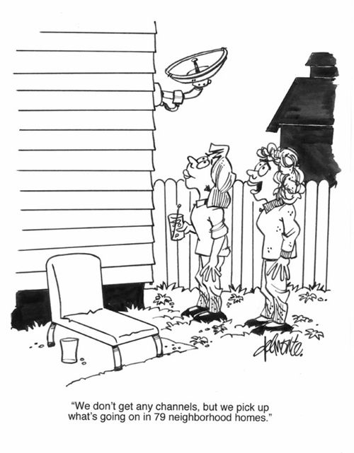 'We don't get any channels, but we pick up what's going on in 79 neighborhood homes.'