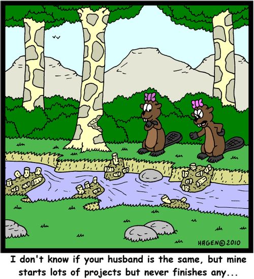 'I don't know if your husband is the same, but mine starts lots of projects but never finishes any...'