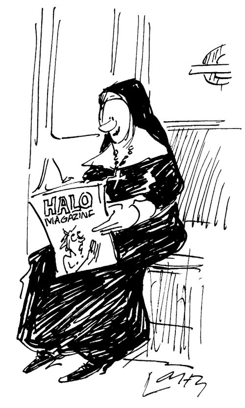 Nun reading 'Halo' magazine
