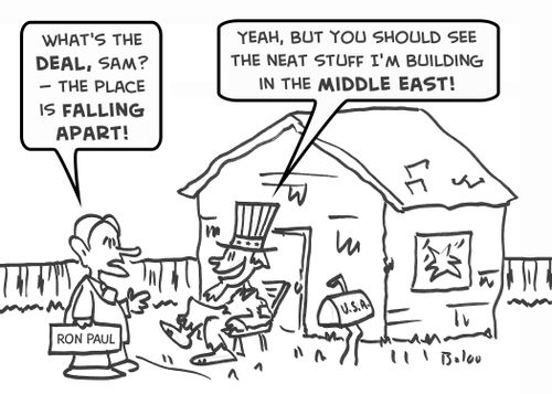 RON PAUL:  'What's the deal, Sam? - The place is falling apart!'