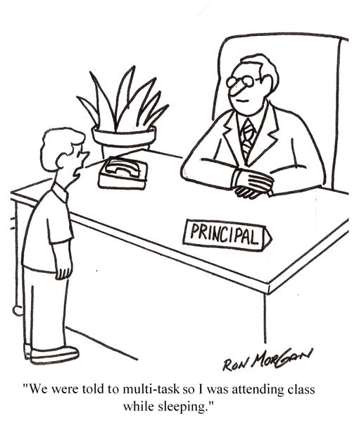 'We were told to multi-task so I was attending class while sleeping.'