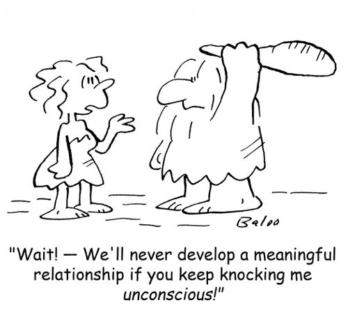 'Wait! -- We'll never develop a meaningful relationship if you keep knocking me unconscious!'