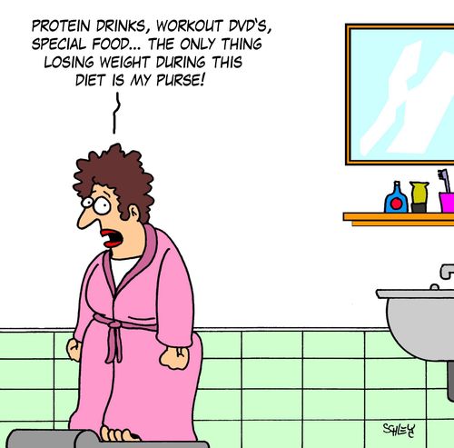 'Protein drinks, workout DVD's, special food... the only thing losing weight during this diet is my purse!'