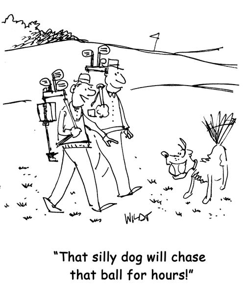 "That silly dog will chase that ball for hours!"