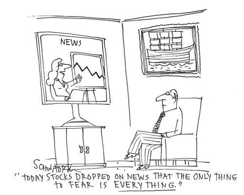 'Today stocks dropped on news that the only thing to fear is everything.'