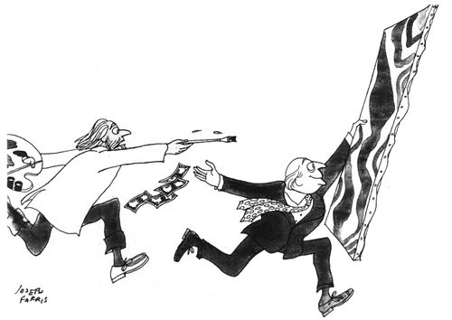 Art Buyer Running Away with Unfinished Picture.