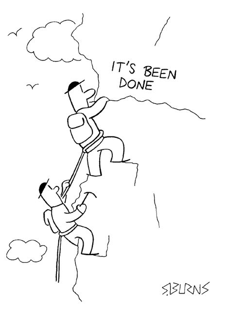 Men climbing mountain "It's been done"