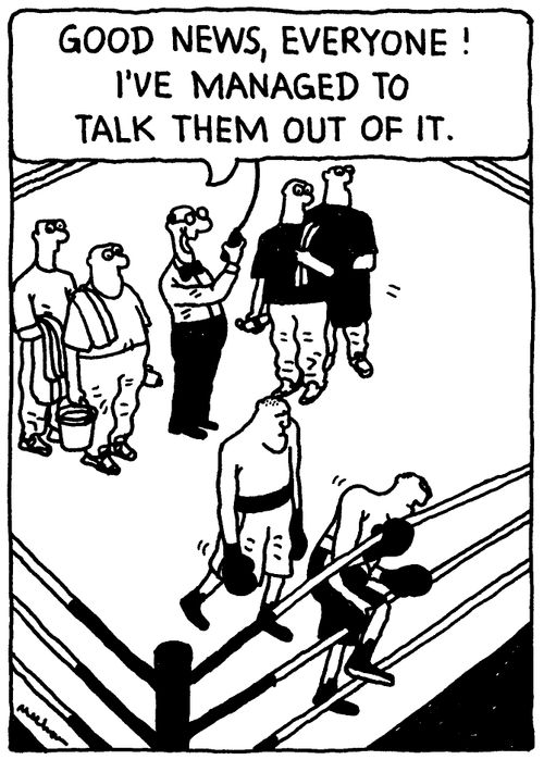'Good news, everyone! I've managed to talk them out of it.'