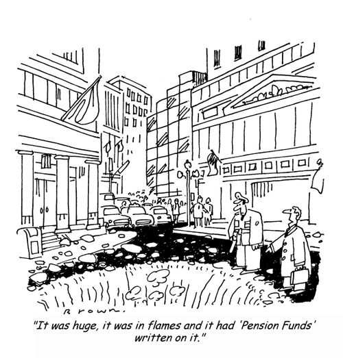 'It was huge, it was in flames and it had 'Pension Funds' written on it.'